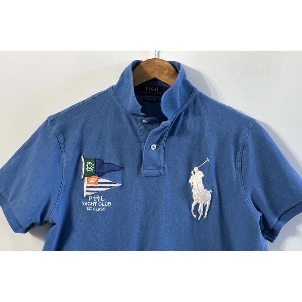 Mens POLO RALPH LAUREN Custom Slim Fit PRL Yacht Club Polo Large Polo Shirt Med